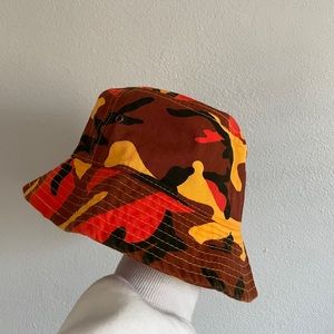 NEWHATTAN Orange Camo Bucket Hat